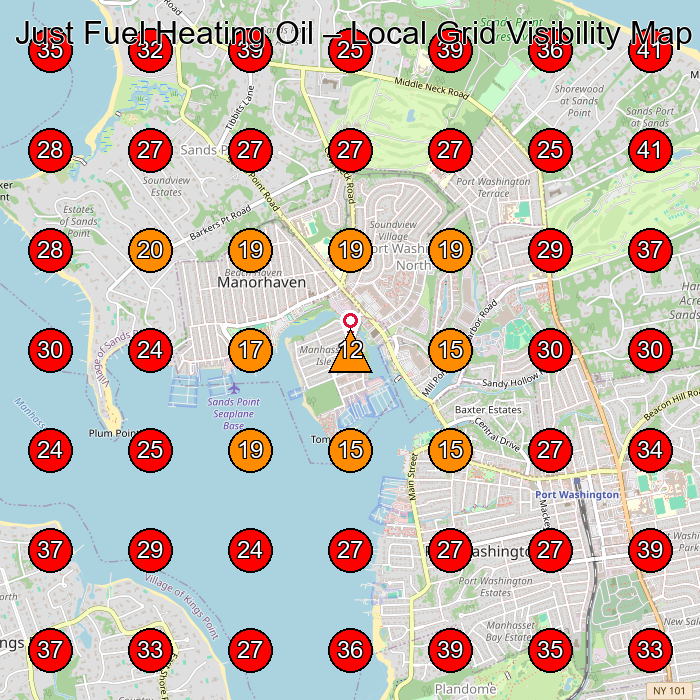 Just Fuel Heating Oil GeoGrid visibility map for Heating Oil Supplier in Bronx